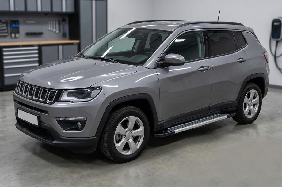 Jeep Compass 2016- рр. Бокові пороги Vision New Grey (2 шт., Алюміній) Image