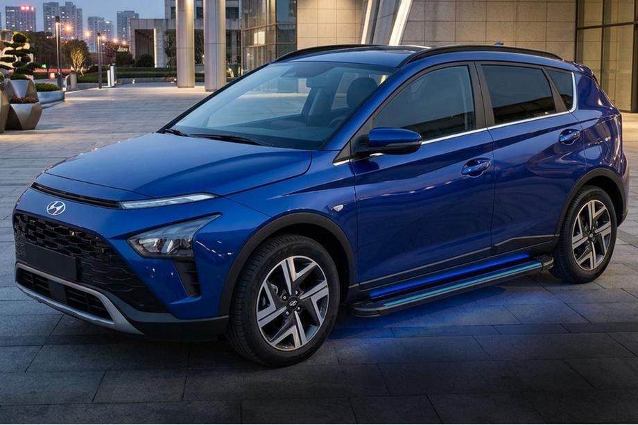 Hyundai Bayon 2021- рр. Бокові пороги Maya Blue (2 шт., Алюміній) Фото 1