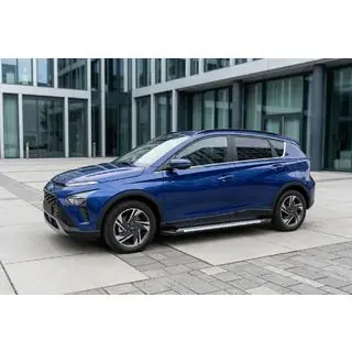 Бокові пороги Allmond Grey (2 шт., Алюміній) Hyundai Bayon 2021- рр. фото 1