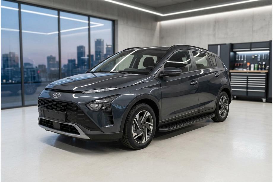 Hyundai Bayon 2021- рр. Бокові пороги Tayga Black (2 шт., Алюміній) Фото 1