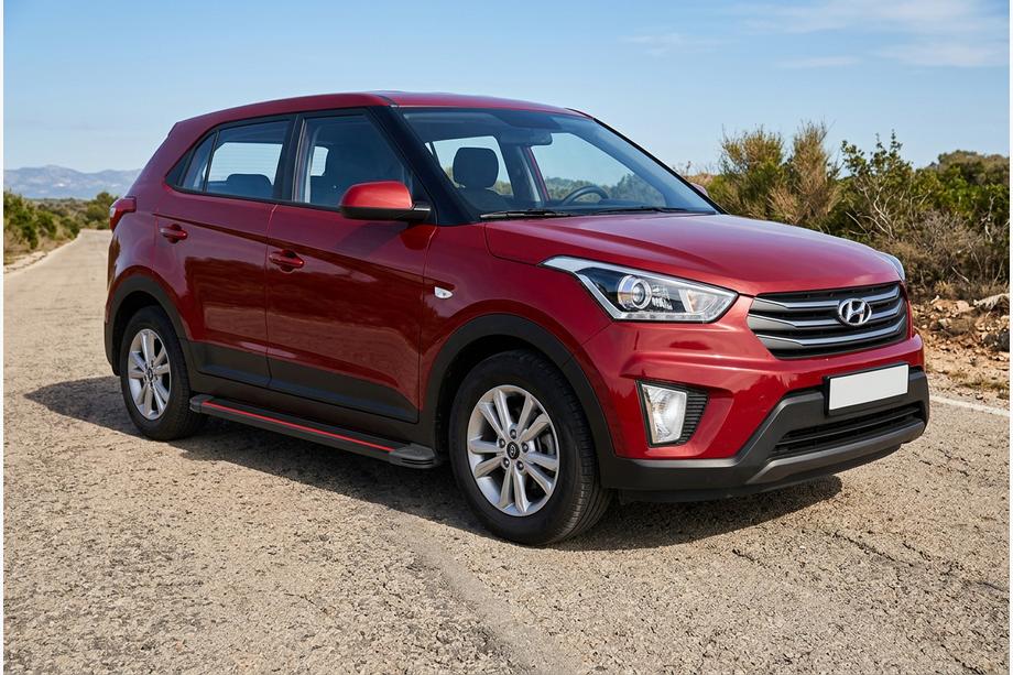 Hyundai Creta 2014-2020 рр. Бокові пороги Maya Red (2 шт., Алюміній) Фото 1