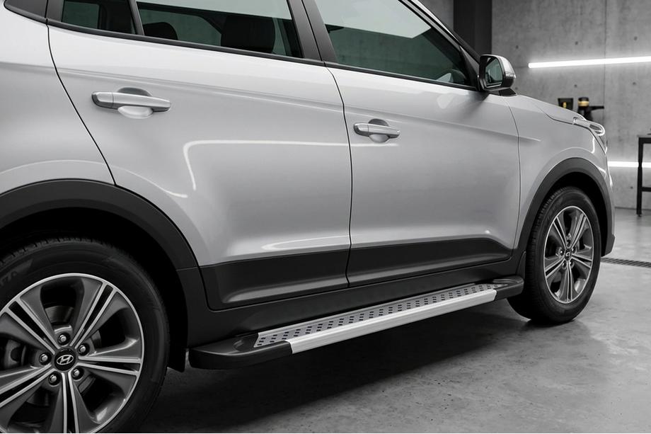 Hyundai Creta 2014-2020 рр. Бокові пороги Vision New Grey (2 шт., Алюміній) Фото 1