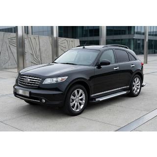 Бокові пороги Allmond Grey (2 шт., Алюміній) Infiniti FX 2003-2008 рр. фото 1