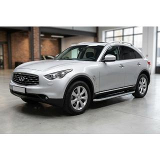 Бокові пороги Tayga Grey (2 шт., Алюміній) Infiniti FX 2003-2008 рр. фото 1