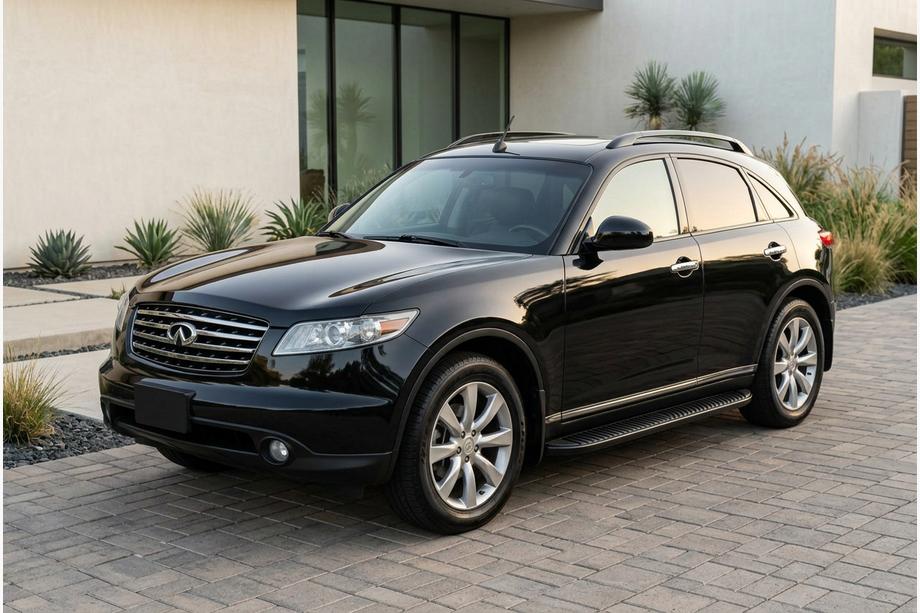 Infiniti FX 2003-2008 рр. Бокові пороги Tayga Black (2 шт., Алюміній) Фото 1