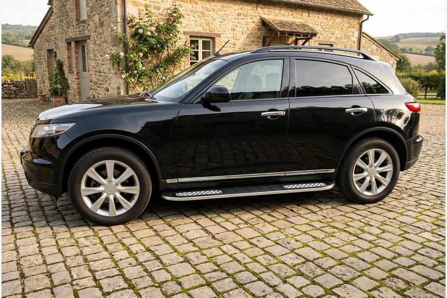 Infiniti FX 2003-2008 рр. Бокові пороги Tayga V2 (2 шт., Алюміній) Фото 1