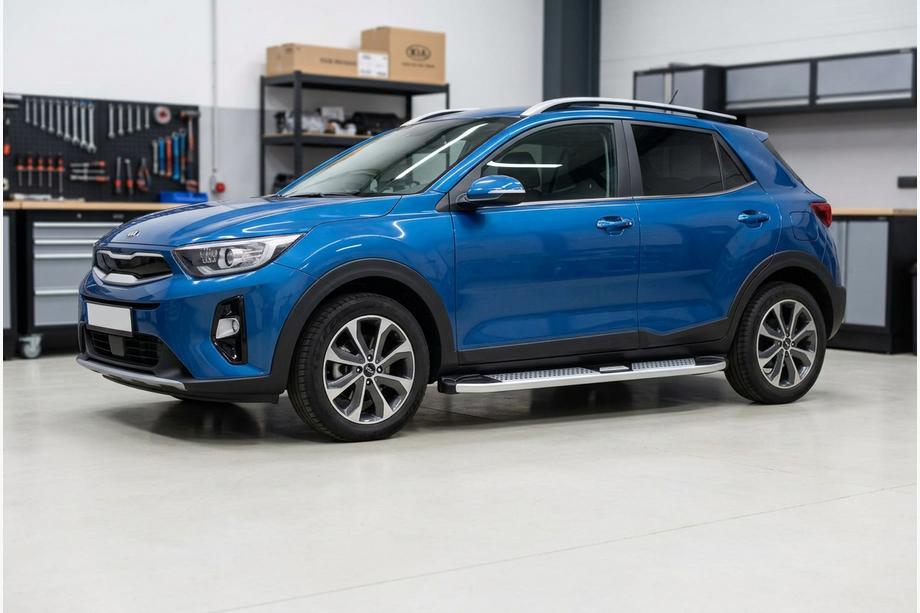 Kia Stonic 2017- рр. Бокові пороги Mevsim Grey (2 шт., Алюміній) Image