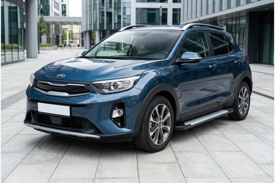 Kia Stonic 2017- рр. Бокові пороги Allmond Grey (2 шт., Алюміній) Image