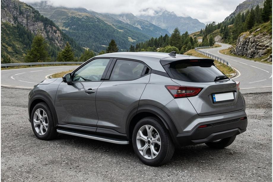 Nissan Juke 2020- рр. Бокові пороги Tayga Grey (2 шт., Алюміній) Фото 1