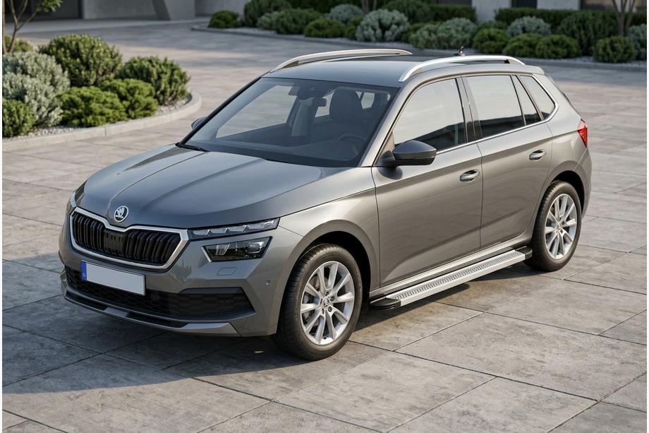 Skoda Kamiq 2019- рр. Бокові пороги Maya V2 (2 шт., Алюміній) Image