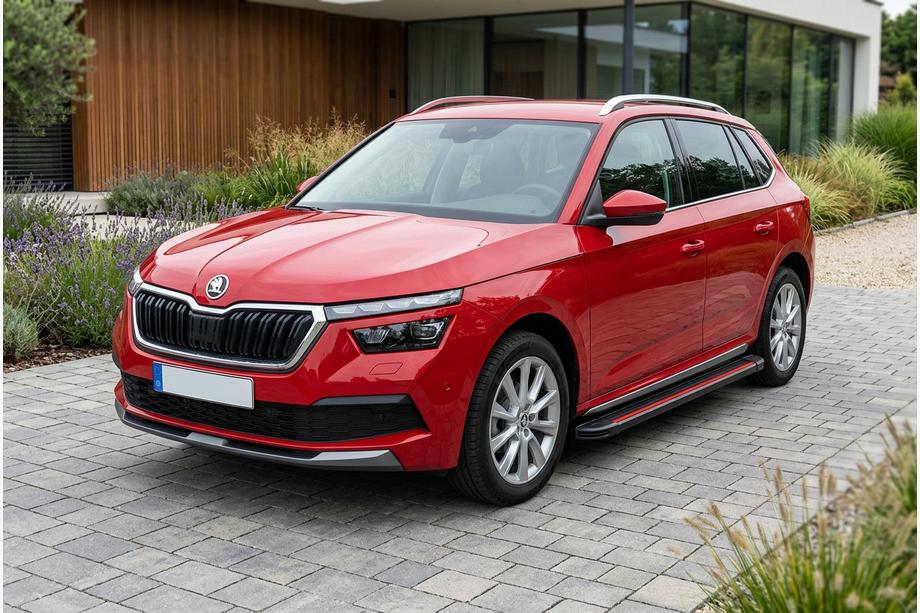 Skoda Kamiq 2019- рр. Бокові пороги Maya Red (2 шт., Алюміній) Image