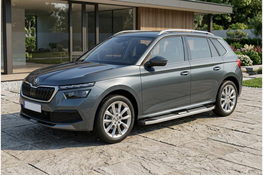 Skoda Kamiq 2019- рр. Бокові пороги Mevsim Grey (2 шт., Алюміній) Image