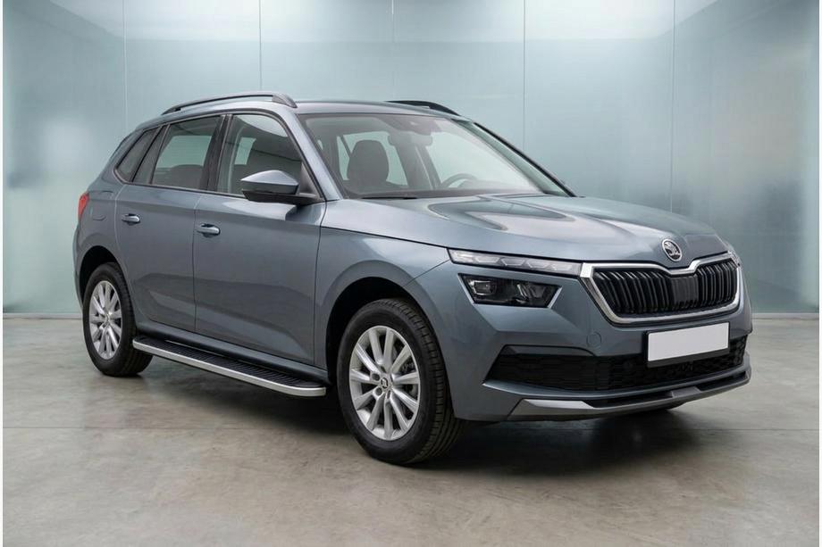 Skoda Kamiq 2019- рр. Бокові пороги Tayga Grey (2 шт., Алюміній) Фото 1