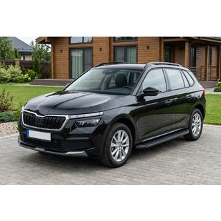 Бокові пороги Tayga Black (2 шт., Алюміній) Skoda Kamiq 2019- рр. фото 1