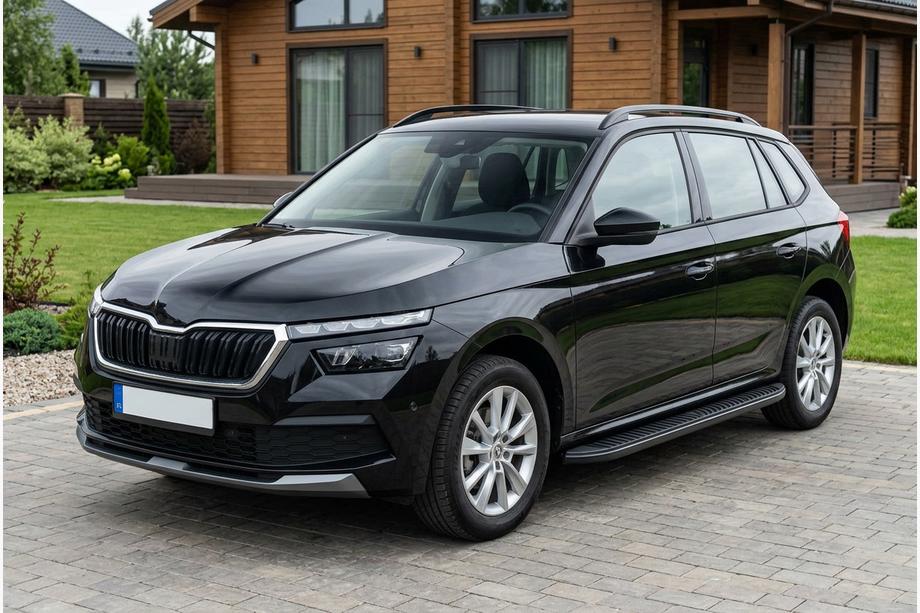 Skoda Kamiq 2019- рр. Бокові пороги Tayga Black (2 шт., Алюміній) Фото 1