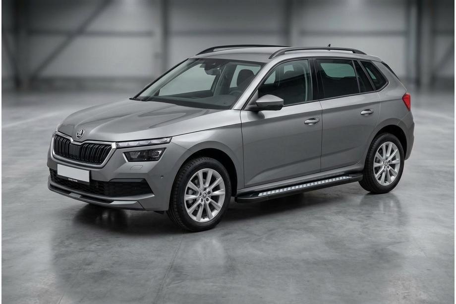 Skoda Kamiq 2019- рр. Бокові пороги Vision New Black (2 шт., Алюміній) Фото 1
