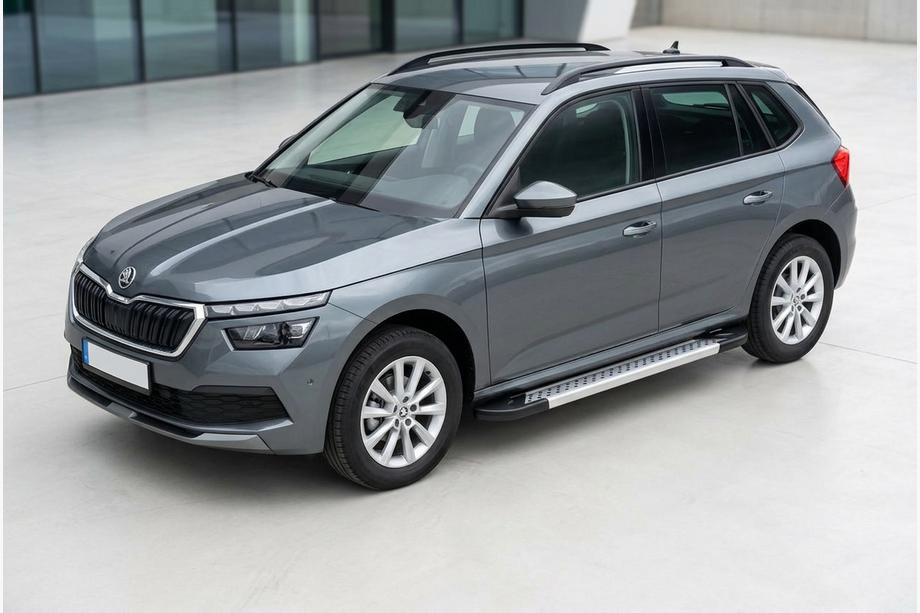Skoda Kamiq 2019- рр. Бокові пороги Vision New Grey (2 шт., Алюміній) Фото 1
