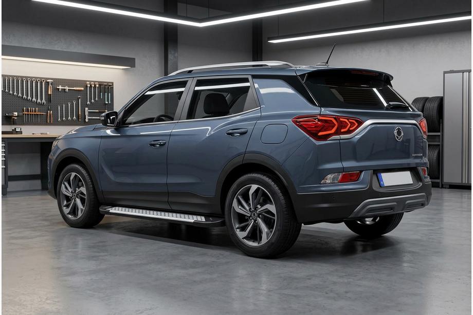 SsangYong Korando 2019- рр. Бокові пороги Allmond Grey (2 шт., Алюміній) Фото 1