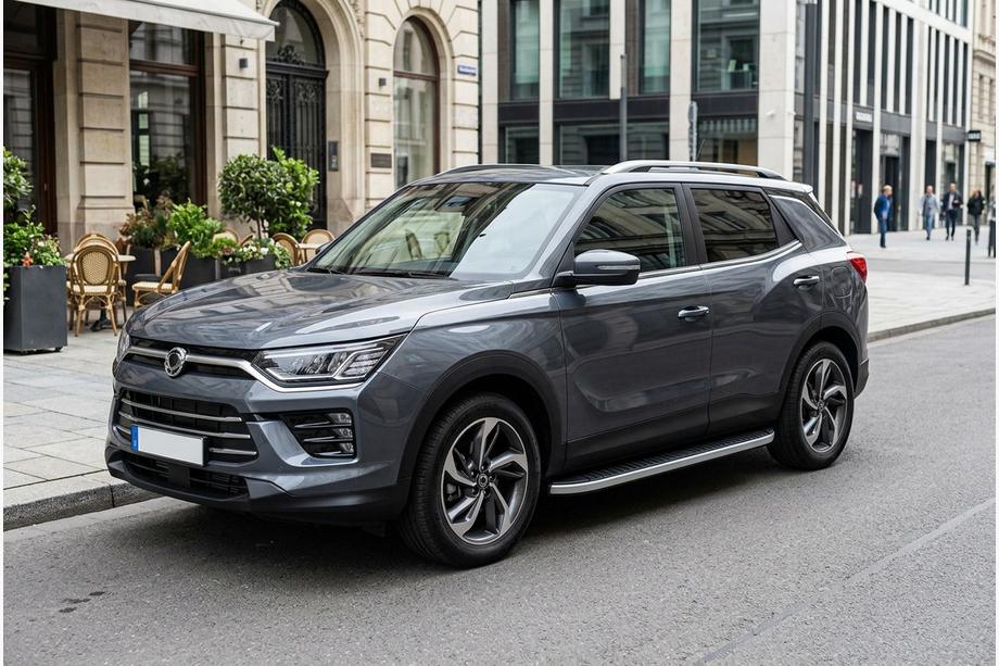 SsangYong Korando 2019- рр. Бокові пороги Tayga Grey (2 шт., Алюміній) Фото 1