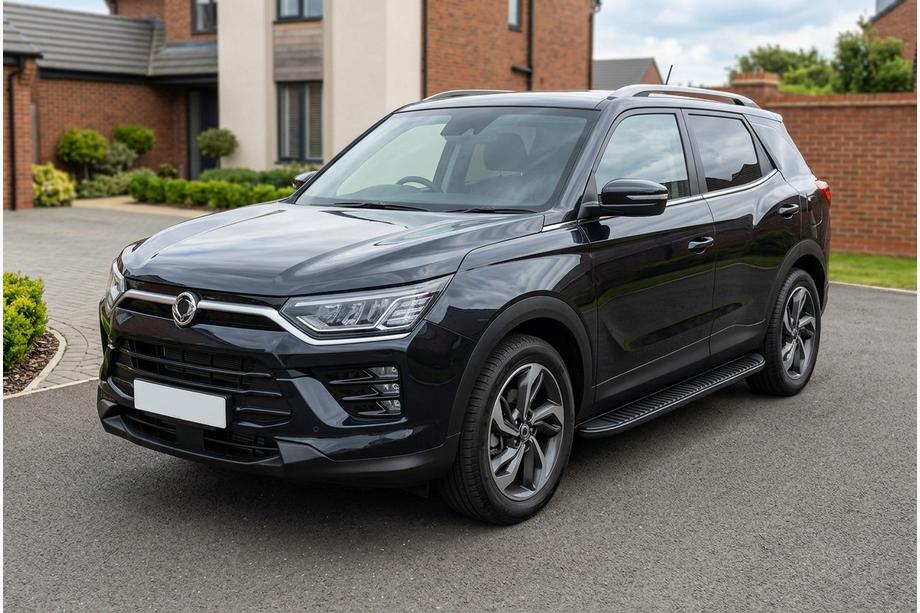 SsangYong Korando 2019- рр. Бокові пороги Tayga Black (2 шт., Алюміній) Фото 1