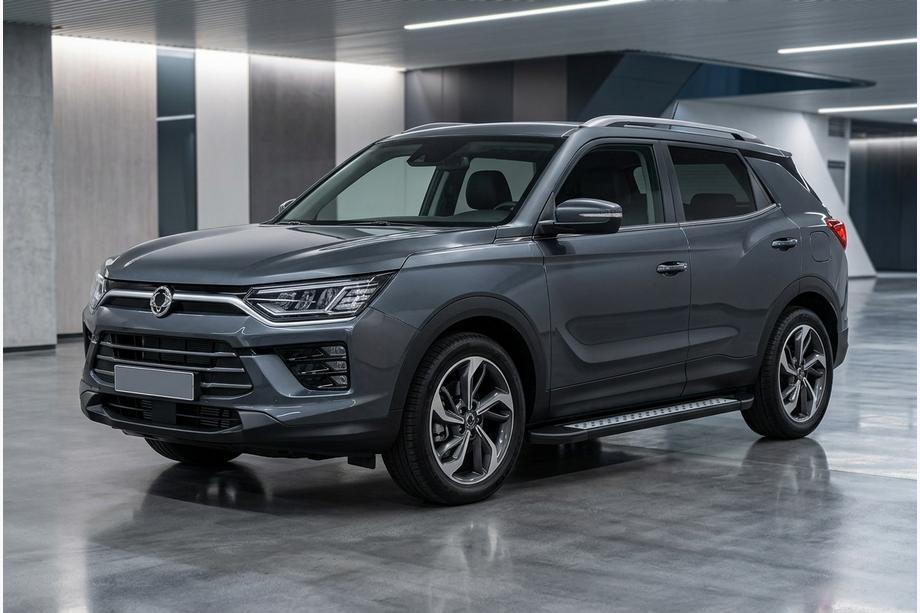 SsangYong Korando 2019- рр. Бокові пороги Vision New Black (2 шт., Алюміній) Фото 1