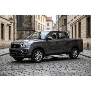 Бокові пороги Rainbow (2 шт., Алюміній) SsangYong Musso ІІ 2018- рр. фото 1