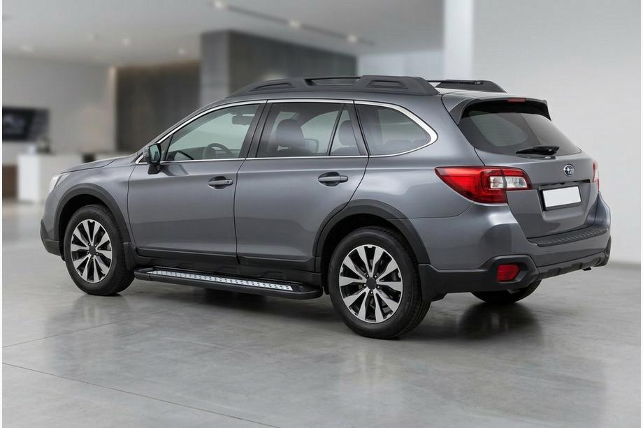 Subaru Outback 2014-2019 рр. Бокові пороги Vision New Black (2 шт., Алюміній) Фото 1