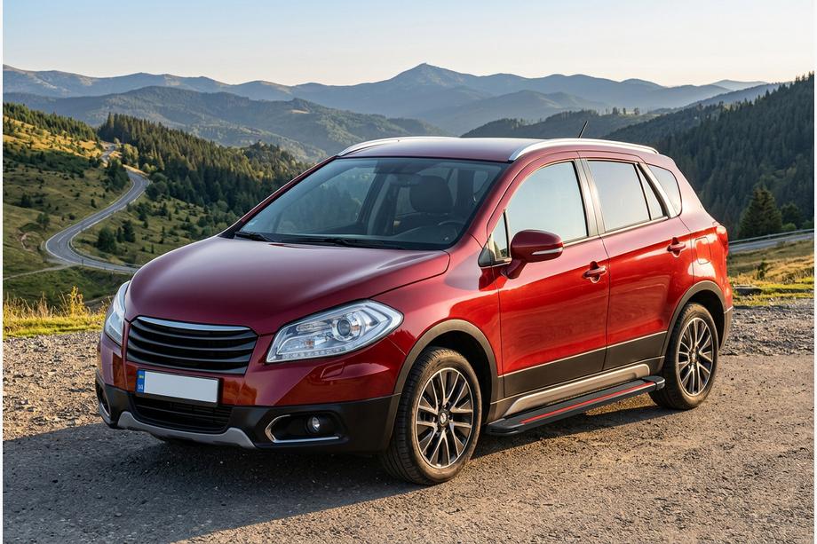 Suzuki SX4 S-Cross 2013-2016 рр. Бокові пороги Maya Red (2 шт., Алюміній) Image