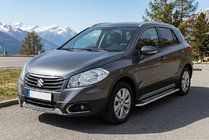 Suzuki SX4 S-Cross 2013-2016 рр. Бокові пороги Maydos V2 (2 шт., Алюміній ↗ нерж) фото 1