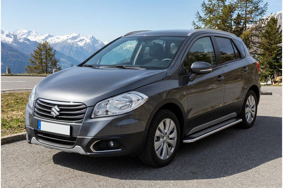 Suzuki SX4 S-Cross 2013-2016 рр. Бокові пороги Maydos V2 (2 шт., Алюміній ↗ нерж) Image