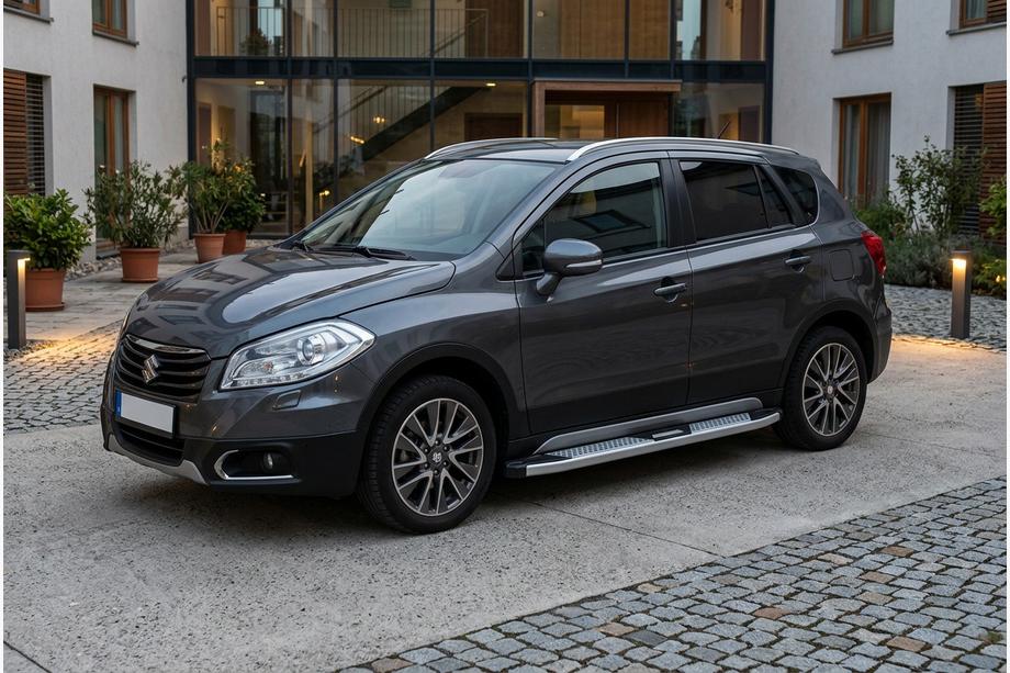 Suzuki SX4 S-Cross 2013-2016 рр. Бокові пороги Mevsim Grey (2 шт., Алюміній) Фото 1