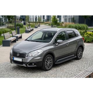 Бокові пороги Tayga Black (2 шт., Алюміній) Suzuki SX4 S-Cross 2013-2016 рр. фото 1