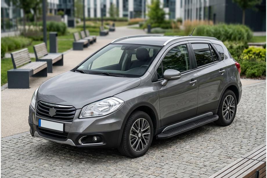 Suzuki SX4 S-Cross 2013-2016 рр. Бокові пороги Tayga Black (2 шт., Алюміній) Фото 1