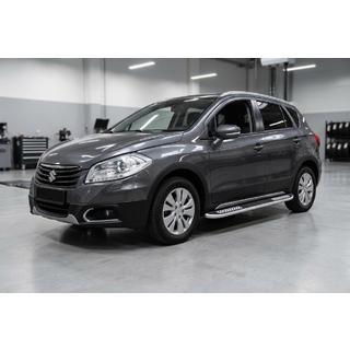 Бокові пороги Tayga V2 (2 шт., Алюміній) Suzuki SX4 S-Cross 2013-2016 рр. фото 1