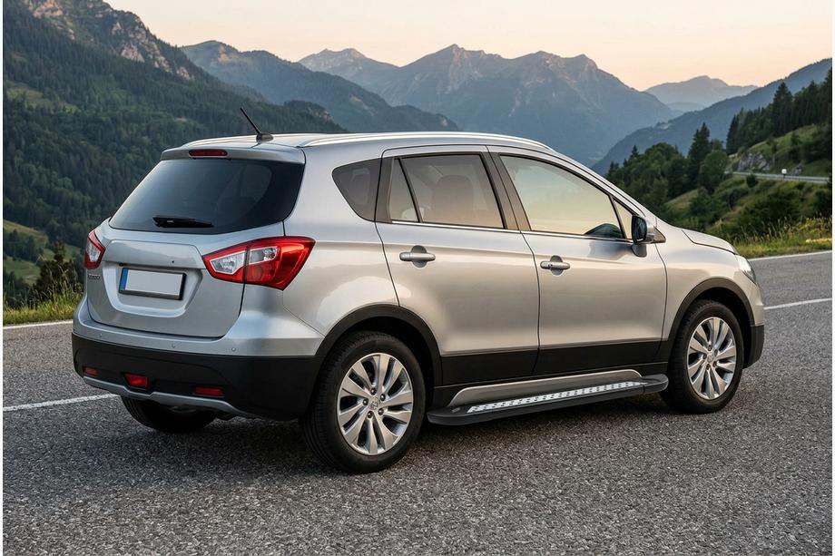 Suzuki SX4 S-Cross 2013-2016 рр. Бокові пороги Vision New Black (2 шт., Алюміній) Image