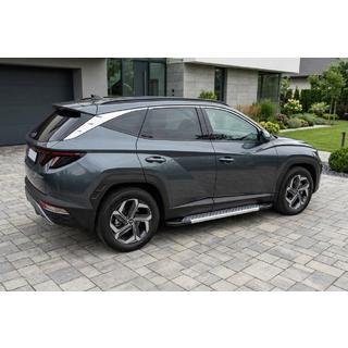 Бокові пороги Vision New Grey (2 шт., Алюміній) Hyundai Tucson NX4 2021- рр. фото 1