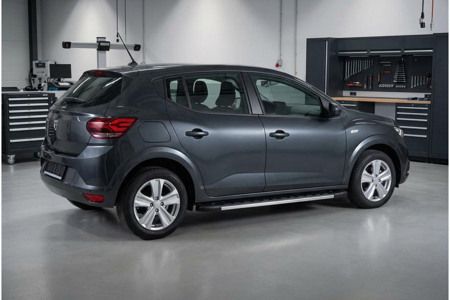 Dacia Sandero 2021- рр. Бокові пороги Duru (2 шт., Алюміній) Image