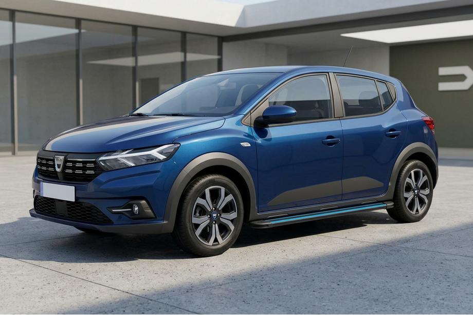 Dacia Sandero 2021- рр. Бокові пороги Maya Blue (2 шт., Алюміній) Фото 1