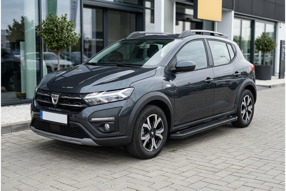 Dacia Sandero 2021- рр. Бокові пороги Allmond Black (2 шт., Алюміній) Фото 1