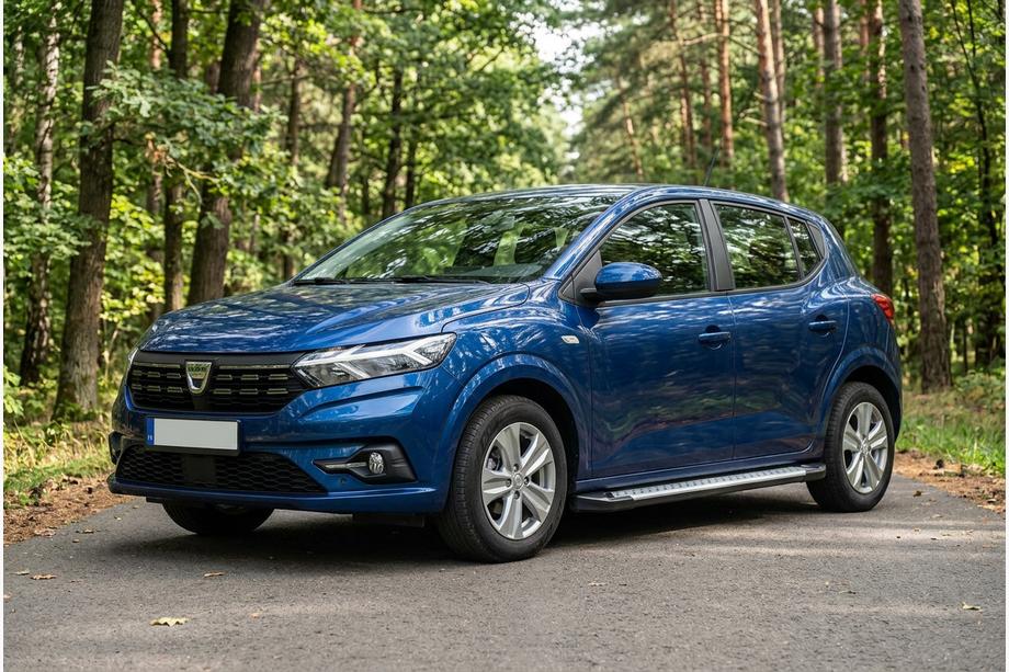 Dacia Sandero 2021- рр. Бокові пороги Allmond Grey (2 шт., Алюміній) Фото 1