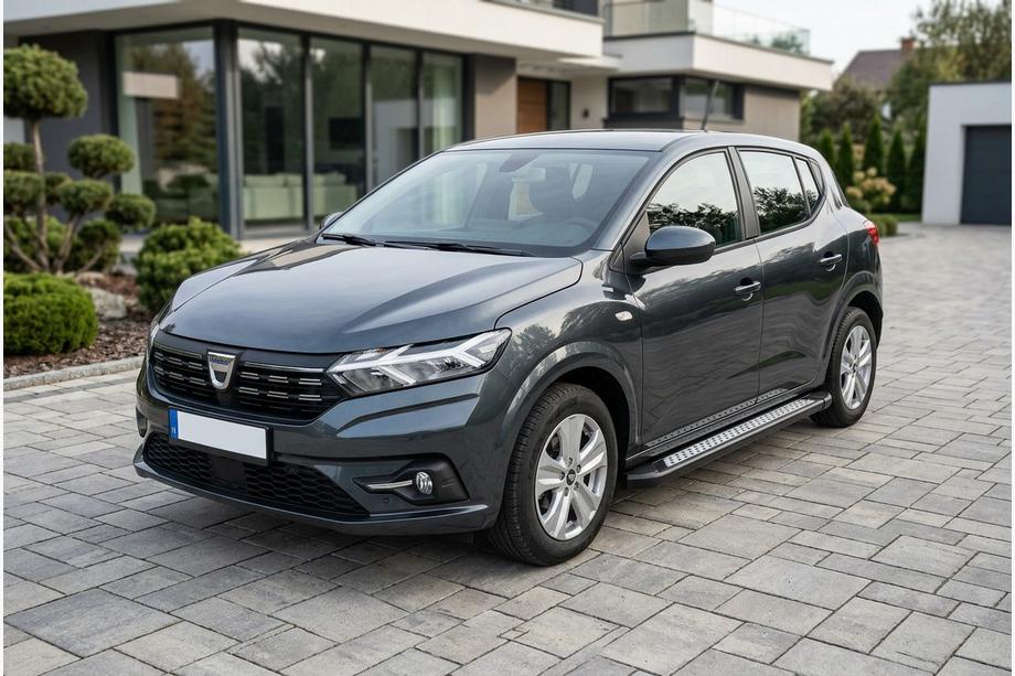 Dacia Sandero 2021- рр. Бокові пороги Vision New Black (2 шт., Алюміній) Фото 1