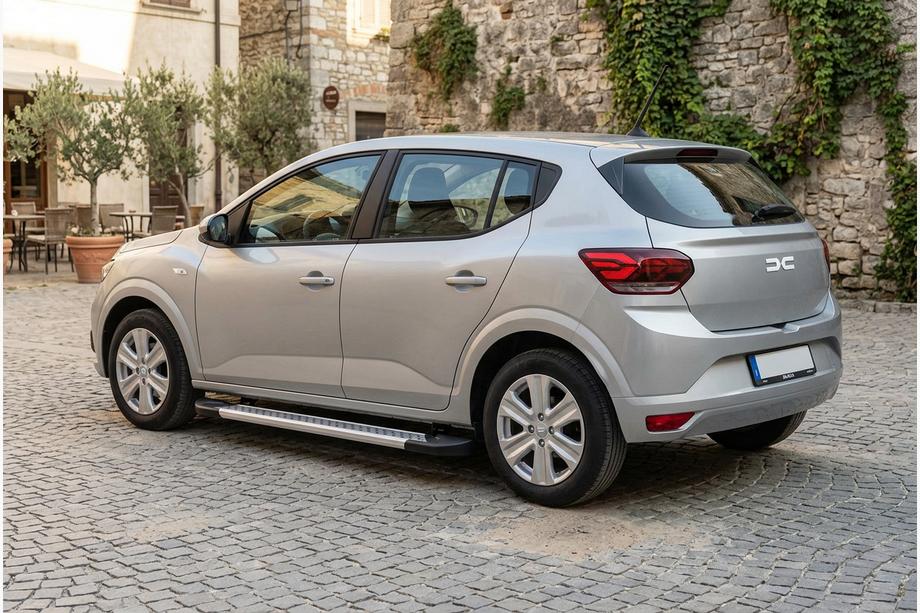 Dacia Sandero 2021- рр. Бокові пороги Vision New Grey (2 шт., Алюміній) Фото 1