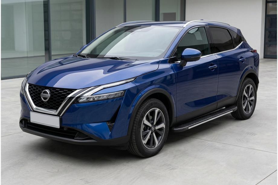 Nissan Qashqai 2021- рр. Бокові пороги Bosphorus Grey (2 шт., Алюміній) Фото 1