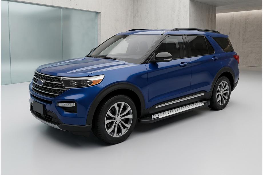 Ford Explorer 2019- рр. Бокові пороги Allmond Grey (2 шт., Алюміній) Фото 1