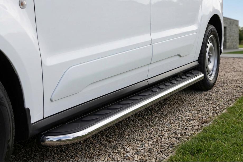 Volkswagen Caddy 2020- рр. Бокові пороги Maydos V1 (2 шт., Алюміній ↗ нерж) Image