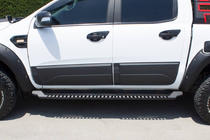 Mitsubishi L200 2006-2015 рр. Бокові пороги Dakar V1 без LED (2 шт, метал) фото 3