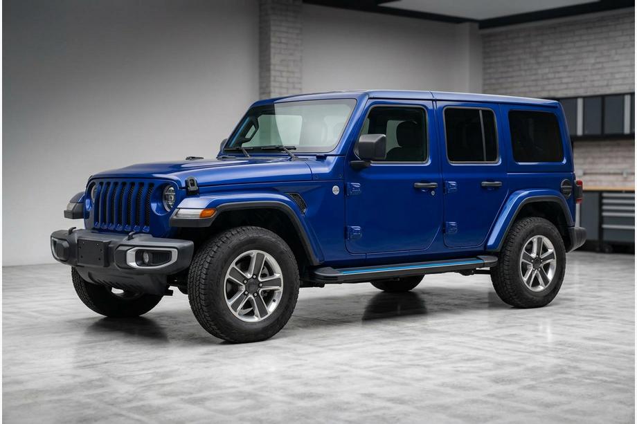 Jeep Wrangler 2018- рр. Бокові пороги Maya Blue (2 шт., Алюміній) Image
