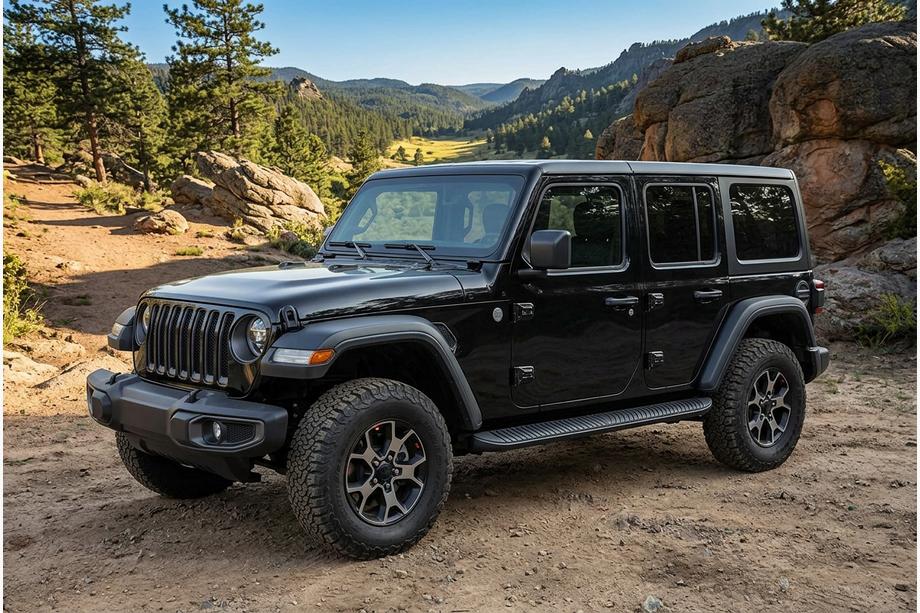 Jeep Wrangler 2018- рр. Бокові пороги Tayga Black (2 шт., Алюміній) Фото 1