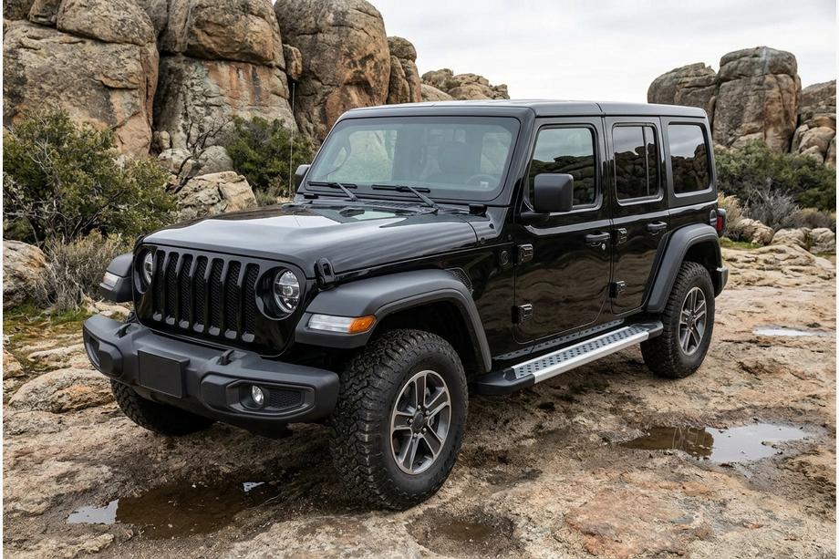 Jeep Wrangler 2018- рр. Бокові пороги Vision New Grey (2 шт., Алюміній) Фото 1