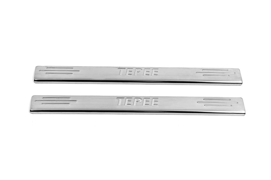 Peugeot Partner Tepee 2008-2018 рр. Накладки на пороги Carmos V2 (нерж) Фото 2